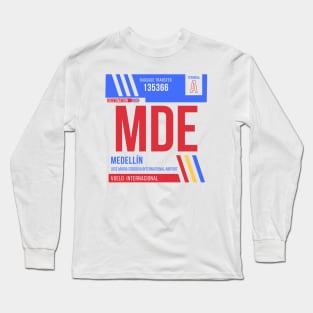 Medellin (MDE) Airport Code Baggage Tag Long Sleeve T-Shirt